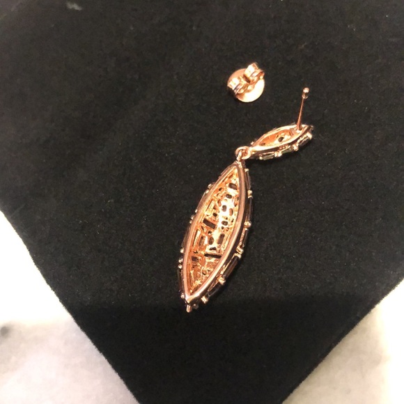 Smoky Topaz Cubic Zirconia Bagguette Marquise Drop Earring-Boutique - Picture 8 of 8